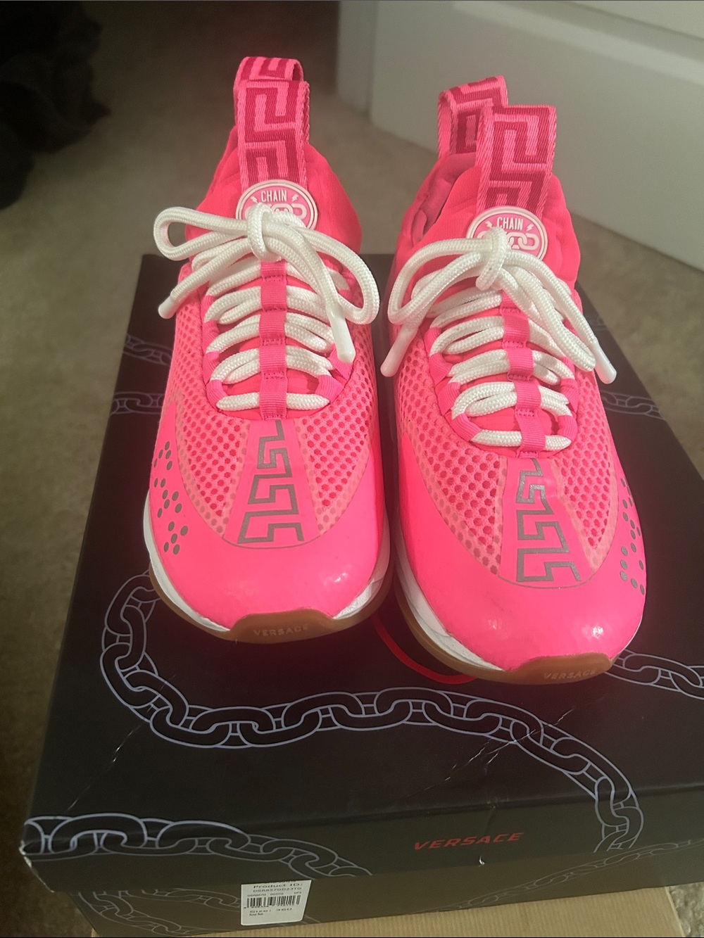 Versace Hot Pink Chain Reaction Athletic Sneakers